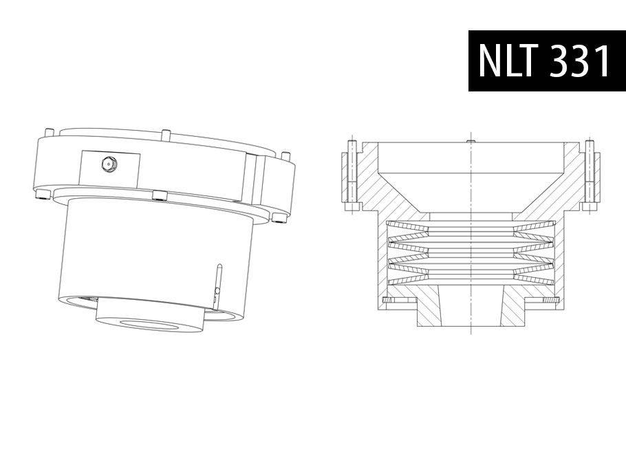 BalTec 用于下支架 NTL 的图形图像，带用于 331 机器类型的碟形弹簧